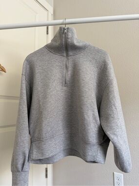 Old Navy Heather Gray Quarter-Zip Pullover Sweatshirt